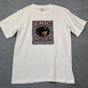 Anvil T-Shirt Men Medium White Eric Medlen Tribute Racing NHRA‎ Graphic Tee